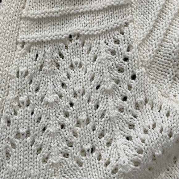 Pink Rose Cream Crochet Short-Sleeve Cardigan - Picture 5 of 5